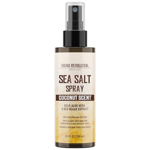 Viking Revolution Coconut Sea Salt Spray for Hair Men - Hair Texturizing Spray with Kelp, Aloe Vera & Red Algae Extract - Surf to Add Volume and Texture - Sea Salt for Men Beach - size: 8.8 Fl Oz (Pack of 1), style: Coconut Sea Salt Spray