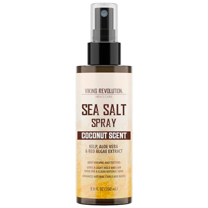 Viking Revolution Coconut Sea Salt Spray for Hair Men - Hair Texturizing Spray with Kelp, Aloe Vera & Red Algae Extract - Surf to Add Volume and Texture - Sea Salt for Men Beach - size: 8.8 Fl Oz (Pack of 1), style: Coconut Sea Salt Spray