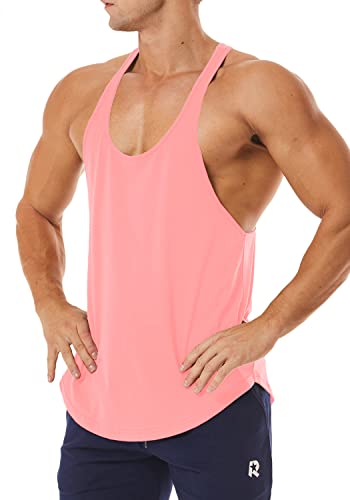 Men's Workout Quick Dry Soft Gym Bodybuilding Stringer Tank Tops - color: Pink, size: Small