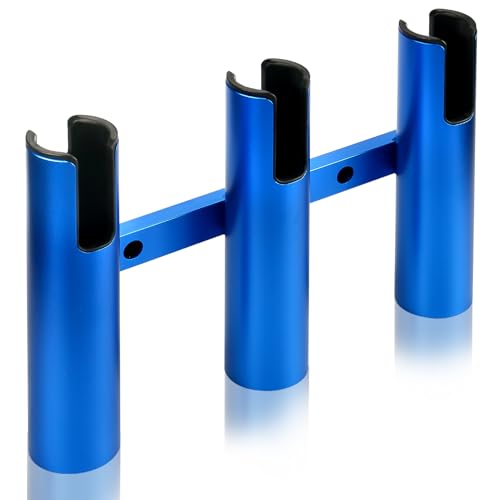 Aluminum Fishing Boat Rod Holder,3/4 Link Tube Aluminum Rod Rack, Suit Boats & Yacht ,Silver - color: Blue 3 tube