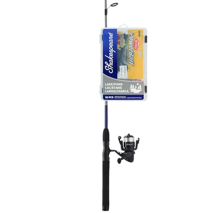 Shakespeare Catch More Fish Spinning Reel and Fishing Rod Combo with Kit - color: Lake/Pond - Grey, style: 2024 Model