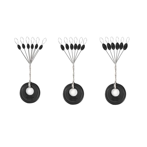 Lavie&Camus 720PCS Fishing Bobber Stopper, Oval Floats Sinker Stops, 6 in 1 Black Rubber Bobber Stops, L M S Size Float Stop Kit