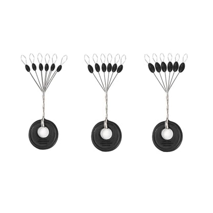Lavie&Camus 720PCS Fishing Bobber Stopper, Oval Floats Sinker Stops, 6 in 1 Black Rubber Bobber Stops, L M S Size Float Stop Kit