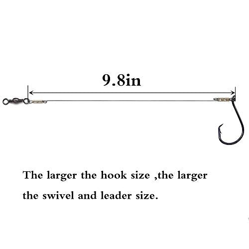 1#-8/0# Offset Octopus Hooks Rig, Fishing Wire Leader -Heavy Duty Stainless Steel Wire Line Leaders with Rolling Swivel and Barb Hooks, Fishing Lure Bait Rig Saltwater… - size: 1/0#