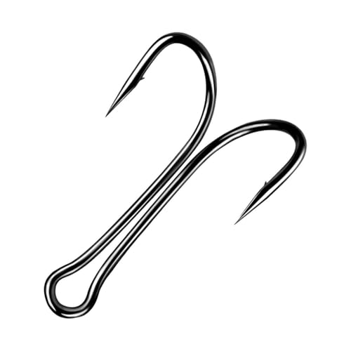 Weedless Double Fishing Hooks, 50PCS 1/0 2/0 3/0 4/0 Bass Hooks, Sharp High Carbon Steel Barbed Hook for Freshwater Saltwater Fishing Lures - size: 3/0#