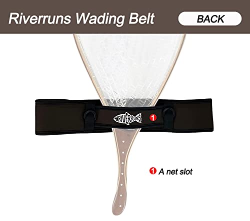 Riverruns Neoprene Adjustable Fishing Wading Belt, Fishing Wader Belt for Men Kayaking. - color: Brown With Net Holder