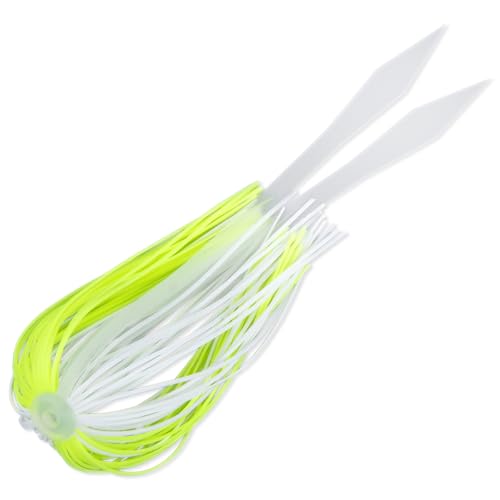 Dr.Fish 15 Pack Replacement Jig Skirts with Tail 88-Strands Silicone Quick Change Fishing Umbrella Skirts for Spinnerbaits Bass Jig Lure Making Supplies - color: White/Chartreuse-15 Pack