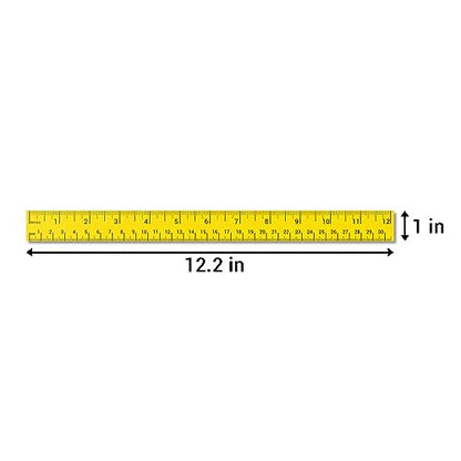 12 inch / 30-Centimeter Repeatable Stick-On Measuring Tape (12-inch, Yellow - 300 ft) Both Metric and Standard Units - Peel-and-Stick Ruler Tape for Left-to-Right Reading (inch/mm) - color: Yellow & Black
