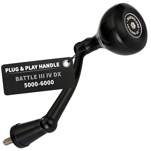 Foldable Power Handle for Penn Pursuit III IV, Battle III IV DX, Conflict I Spinning Fishing Reel Replacement Handle - size: For Battle III IV DX 5000-6000 Thread
