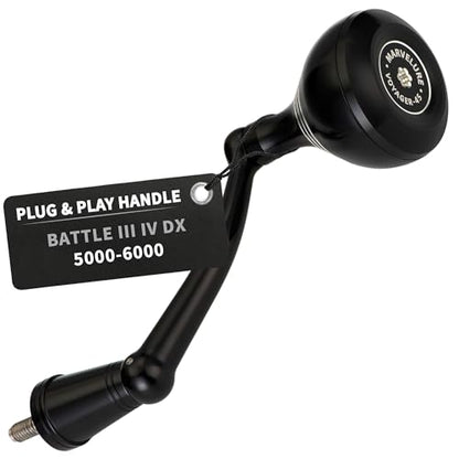 Foldable Power Handle for Penn Pursuit III IV, Battle III IV DX, Conflict I Spinning Fishing Reel Replacement Handle - size: For Battle III IV DX 5000-6000 Thread