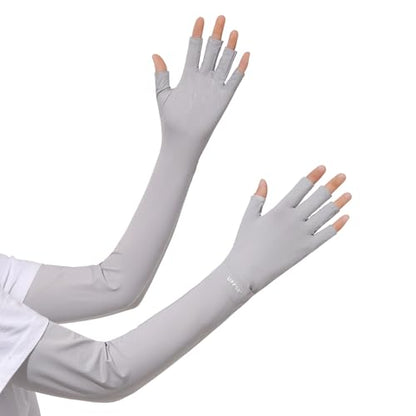 Full Finger UV Protection Gloves Driving Gloves Women, Breathable Touchscreen UPF Glove Sun Protection Glove - color: Slate Gray, size: One Size