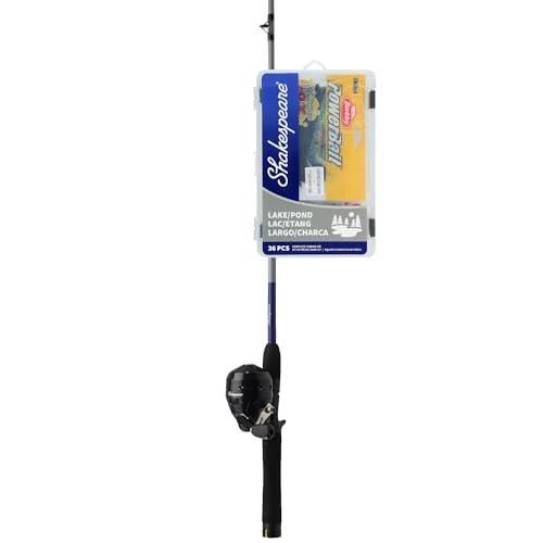 Shakespeare Catch More Fish Spincast Reel and Fishing Rod Combo with Kit - color: Lake/Pond - Grey, style: 2024 Model