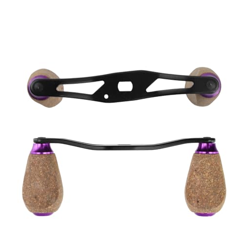 Fishing Reel Handle Replacement Parts Purple Fishing Baitcasting Reel Handle Rocker Arm Girp Fishing Rod Spinning Reel Grip with Wood Knob - color: Purple