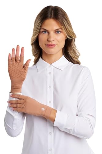 Coolibar Fingerless UV Sun Gloves - UPF 50+ Sun Protection - Ouray - color: Antique Tea, size: X-Small