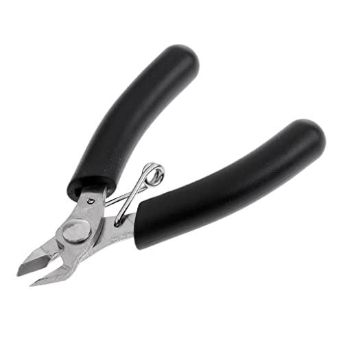Mini Diagonal Cutting Pliers for Tennis Badminton Racket Stringing – 3.74 Inch Stainless Steel Wire Cutter, Plastic Coated Handle, Compact Racquet Stringing Tool – Silver/Black