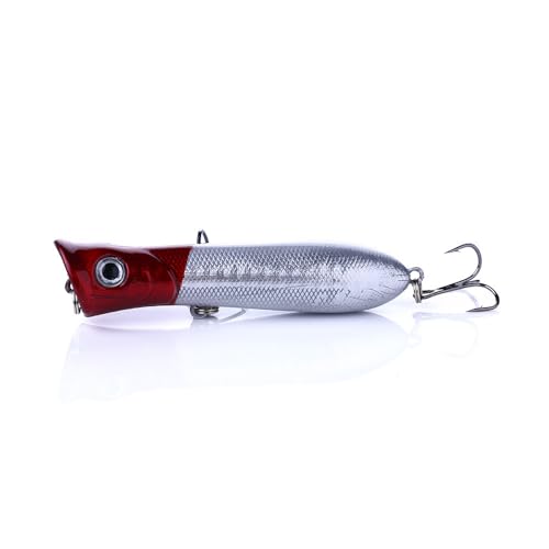 Topwater Popper Fishing Lure for Bass Pike 0.39oz 3.1in Floating Surface Bait with Loud Splashing Cup Mouth - color: color3
