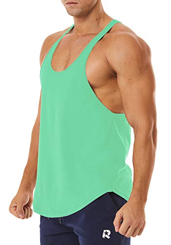 Men's Workout Quick Dry Soft Gym Bodybuilding Stringer Tank Tops - color: Mint Green, size: Large