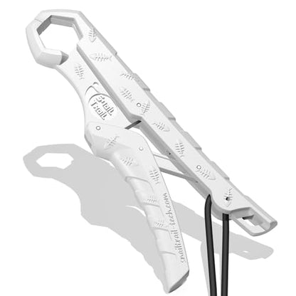 SNAIL TRAIL 9'' Floating Fish Gripper, Fishing Grabber | Catfish Mouth Pliers, Caught Bass Holder, Digital Scale Hook Clamp, Saltwater Lip Grip Tool with Lanyard, Gifts for Men - color: White