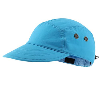 Connectyle Mens Foldable UV Protection Sun Hat with Removable Neck Flap Outdoor Adventure Sun Cap for Fishing Hiking Safari - color: Sky Blue