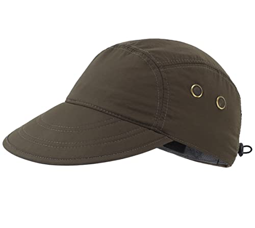 Connectyle Mens Foldable UV Protection Sun Hat with Removable Neck Flap Outdoor Adventure Sun Cap for Fishing Hiking Safari - color: Army Green