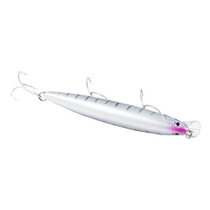Calissa Offshore Tackle 110mm and 140mm California Inshore Fishing - Special Jerkbait Crankbait Surf Flash Fishing Salt Pro Lure Minnow Zebra MS Metallic Sardine Glow - size: 110mm, style: Barred Surf Perch