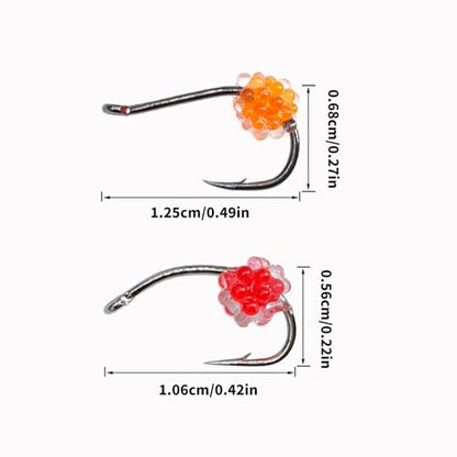 of 8 Angling Hook with Luminescent Fish Eggs Imitations and High Tensile Strength Ideal for Fast Moving Stream Fish Professional Fishing Gear