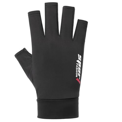 UTOWO Mens Spring/Summe Half Finger Gloves Outdoor Hiking Driving Cycling Riding Breathable Sunblock Gloves UV Protection - color: Black