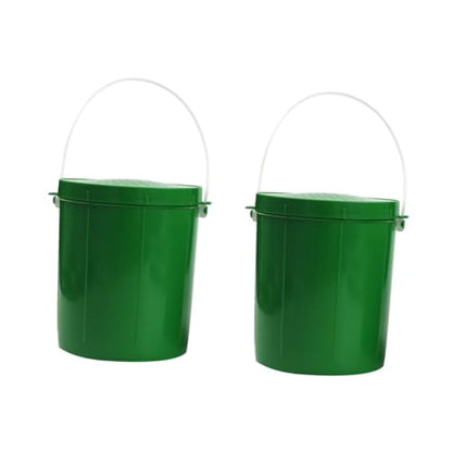 2pcs Bait Box Lure Minnow Pail Baits Tackle Minnow Bucket with Aerator Battery Operated Container with Lid Live Worms Rod Bucket with Lid Convenient Green PVC
