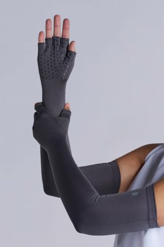 Coolibar Long Fingerless UV Sun Gloves - UPF 50+ Sun Protection - Perpetua - color: Charcoal, size: X-Small