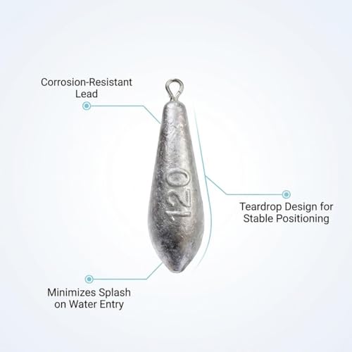 Teardrop Drop Shot Sinkers – Lead Fishing Weights & Sinkers for Bass, Catfish & Surf Fishing – Freshwater & Saltwater – 10 Sizes 1/2oz to 7oz, More Per Pack - style: 120g/4oz – 6pcs