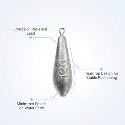 Teardrop Drop Shot Sinkers – Lead Fishing Weights & Sinkers for Bass, Catfish & Surf Fishing – Freshwater & Saltwater – 10 Sizes 1/2oz to 7oz, More Per Pack - style: 120g/4oz – 6pcs