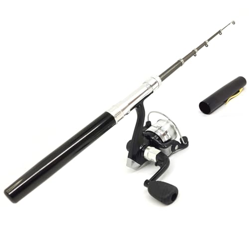 Pocket Mini 38inches Telescopic Pen Fishing Rod and Reel Combo, Portable Fishing Pole with Line Lure Hook for River Lake Reservoirs Ice Etc - color: Fishing Rod and Reel Combos