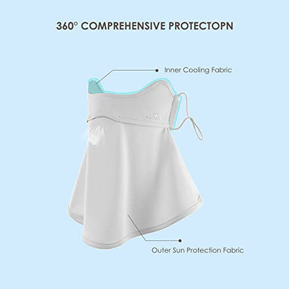 Sun UV Face Mask UPF50+ Neck Gaiter Scarf Breathable Cooling Face Cover for Outdoor Activities - color: Light Grey