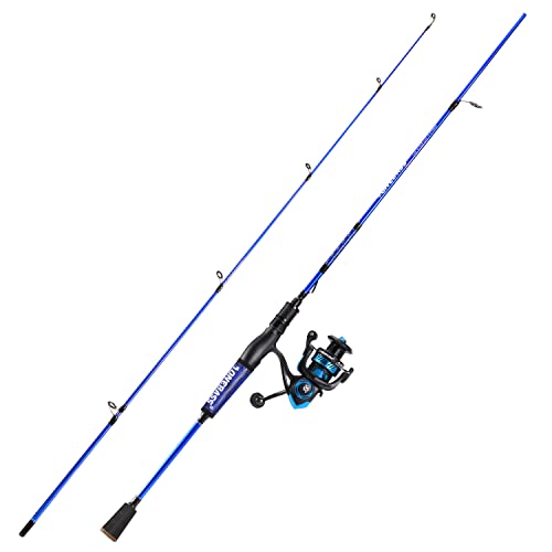 One Bass Fishing Rod and Reel Combo, IM7 Graphite 2 Pc Blank Baitcasting Combo, Spinning Rod with SuperPolymer Handle - color: Blue, size: 6'0"Medium-Fast with 1000 Reel