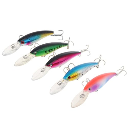 5pcs Fishing Lures Crankbaits, Fishing Hard Baits Swimbaits Minnow Bass Topwater Lures for Trout Bass Perch