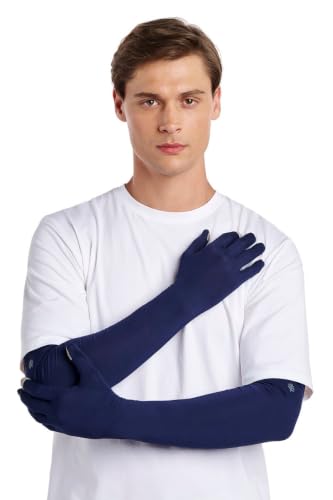 Coolibar Long Full Finger UV Sun Gloves - UPF 50+ Sun Protection - Culebra - color: Navy, size: Medium
