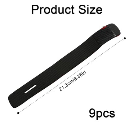 9 Pcs Fishing Rod Straps 8.7 Inch Elastic Wrap Bands with Strong Adhesive for Secure Tackle Storage Fits Casting Spinning Fly Telescopic Gear