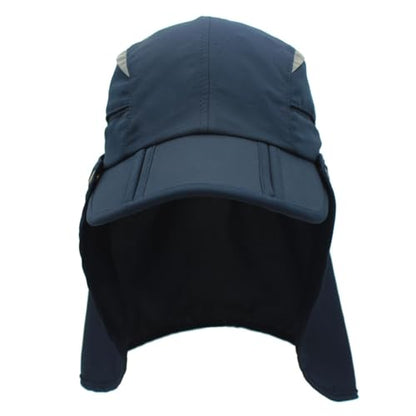 Connectyle Men's Sun Hat with Detachable Neck Flap Adjustable Outdoor UPF 50+ Baseball Sun Cap for Fishing Hiking Golfing - color: Navy Blue