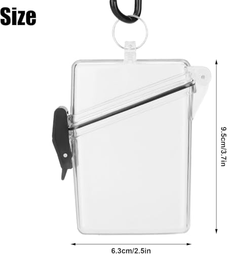 2Pcs Clear Waterproof ID Card Badge Holder Case Waterproof Sports Case Vertical Badge Holders with Lanyard and Keychain, Labels, Office School Supplies Identification Badges and Supplies（Transparent）