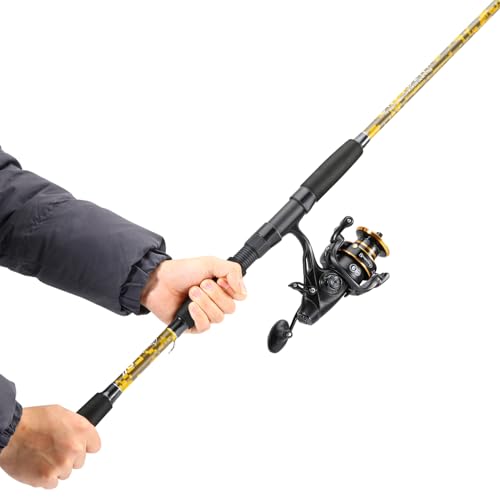 Sougayilang Spinning Rod Combo - MH Action Fishing Pole with Bait Feeder Reel for Catfish, Salmon, Steelhead Freshwater Saltwater Fishing- 7'0"/7'6" - size: 7'6"