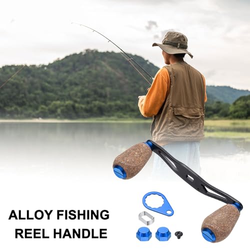 Fishing Reel Handle, Reel Handle Rocker Arm Grip with Knob Replacement Parts - color: Blue