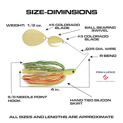 Jimmy Houston Legends Spinner Bait with Colorado Blades (1/2 Ounce Spinnerbait) 5/0 Hook - color: Fire Tiger