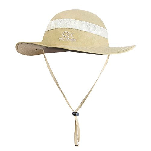 YR.Lover Outdoor UV Sun Protection Wide Brim Fishing Cap with Removable Flap - color: Khaki