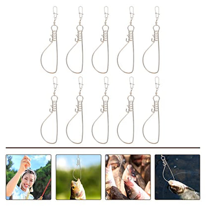 BESPORTBLE Outdoor Accessories Knot Tying Tool 10Pcs Stainless Steel Fishing Stringer Clip Portable Fish Stringer Live Outdoor Accessories