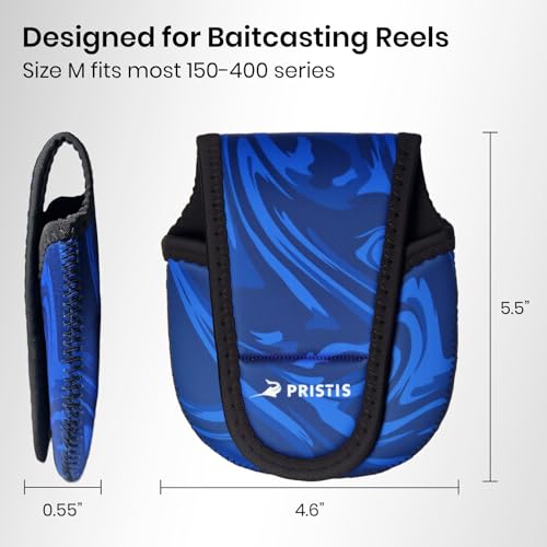 Pristis Baitcasting Reel Cover for Bass Fishing, Thick Neoprene Baitcaster Reel Protection Cover, Protective Casting Reel Sleeve, Durable Fish Spool Storage Wrap Case Gear, Fits Most Series - size: Medium