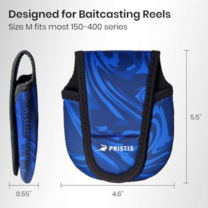Pristis Baitcasting Reel Cover for Bass Fishing, Thick Neoprene Baitcaster Reel Protection Cover, Protective Casting Reel Sleeve, Durable Fish Spool Storage Wrap Case Gear, Fits Most Series - size: Medium