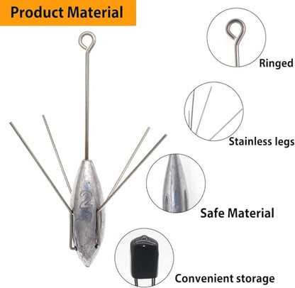 5 Pcs Sputnik Sinker Fishing Weights Lead Surfing Casting Spider Sinkers Long Tail Fishing Equipment for Catfish Saltwater Beach Sand Ocean - size: 6oz - 5pcs