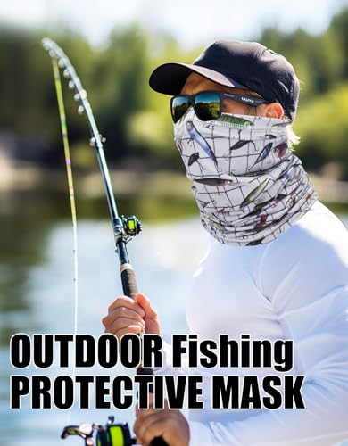JHYWELL Cooling Neck Gaiter Face Mask, UV Protection Masks Gator, Windproof Bandana for Skiing, Fishing, Hiking, Cycling - color: Fish Wish