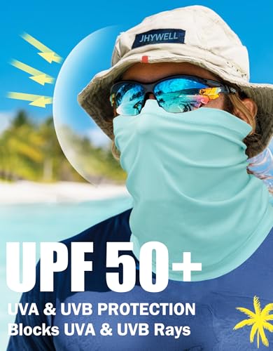 JHYWELL Cooling Neck Gaiter Face Mask, UV Protection Masks Gator, Windproof Bandana for Skiing, Fishing, Hiking, Cycling - color: Light Blue