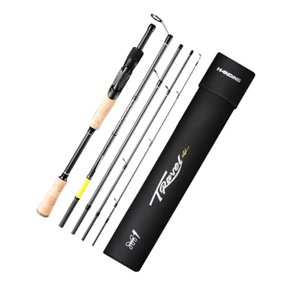 HANDING M1 Travel Fishing Rod 5/6-Piece Travel Spinning & Casting Rod | Travel Bass Fishing Rod Medium/Medium Heavy Power for Largemouth Smallmouth Spotted Bass Walleye Perch and Other Freshwater - size: 6'6''- Medium Heavy - Fast - 5pcs, style: Spinning